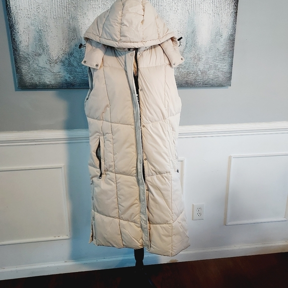 AVEC LES FILLES Thermapuff Long Line Removable Hood Puffer Vest Sz-L - Picture 5 of 16